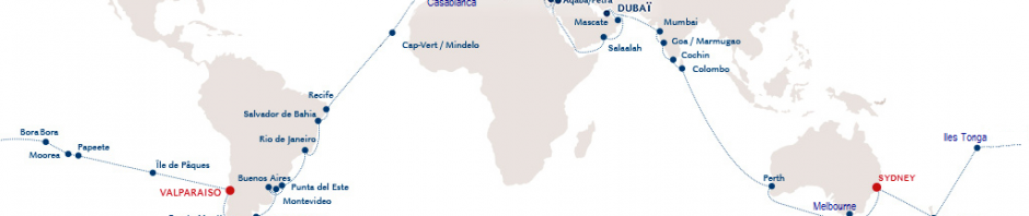 Carte Croisière tour du monde Costa Croisières Janvier 2017